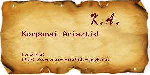 Korponai Arisztid névjegykártya